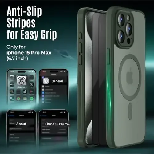 Symcele Designed for iPhone 15 Pro Max Case, Compatible with MagSafe, with Privacy Screen Protectors X2, [Camera Protection] [15FT Military Drop Protection] Shockproof Phone Case, 6.7
