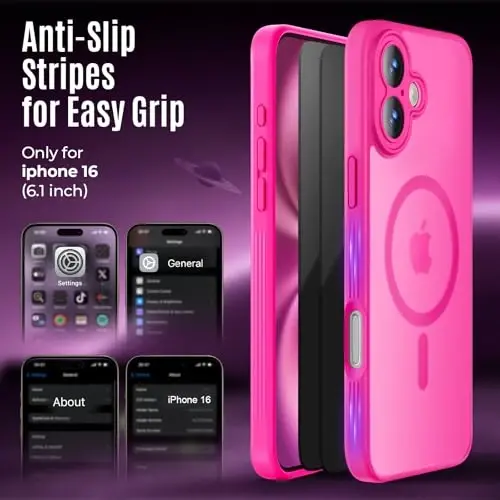 Symcele Designed for iPhone 16 Case, Compatible with MagSafe, with Privacy Screen Protectors X2, [Camera Protection] [15FT Military Drop Protection] Shockproof Phone Case, 6.1