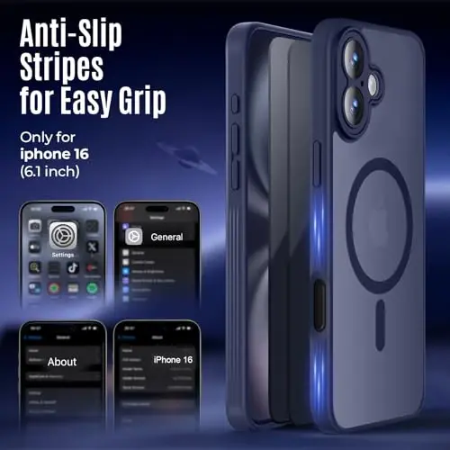 Symcele Designed for iPhone 16 Case, Compatible with MagSafe, with Privacy Screen Protectors X2, [Camera Protection] [15FT Military Drop Protection] Shockproof Phone Case, 6.1