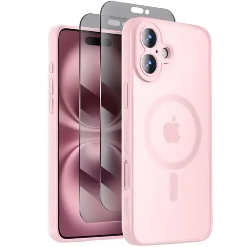 Symcele Designed for iPhone 16 Case, Compatible with MagSafe, with Privacy Screen Protectors X2, [Camera Protection] [15FT Military Drop Protection] Shockproof Phone Case, 6.1
