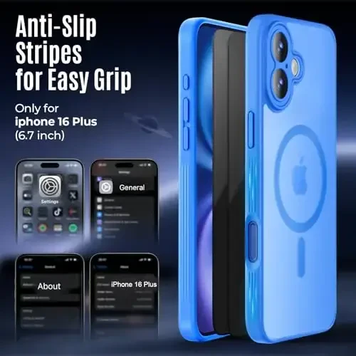Symcele Designed for iPhone 16 Plus Case, Compatible with MagSafe, with Privacy Screen Protectors X2, [Camera Protection] [15FT Military Drop Protection] Shockproof Phone Case, 6.7