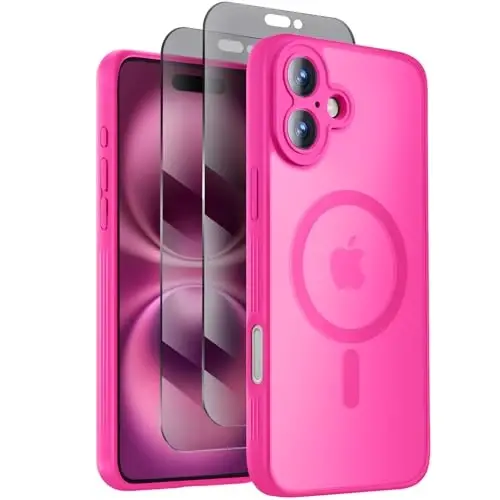 Symcele Designed for iPhone 16 Plus Case, Compatible with MagSafe, with Privacy Screen Protectors X2, [Camera Protection] [15FT Military Drop Protection] Shockproof Phone Case, 6.7