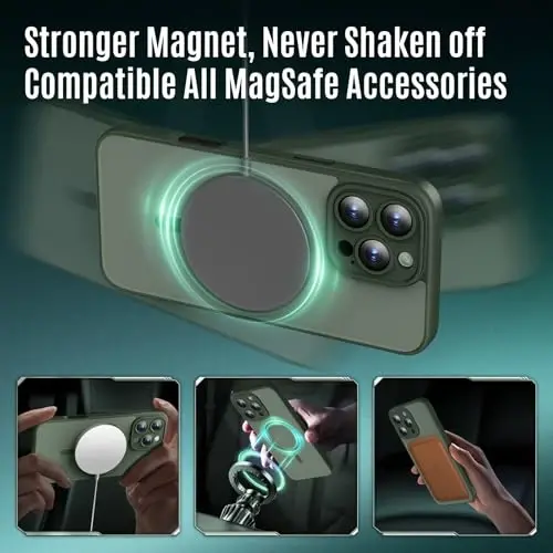 Symcele Designed for iPhone 16 Pro Case, Compatible with MagSafe, with Privacy Screen Protectors X2, [Camera Protection] [15FT Military Drop Protection] Shockproof Phone Case, 2024, Alpine Green - 3