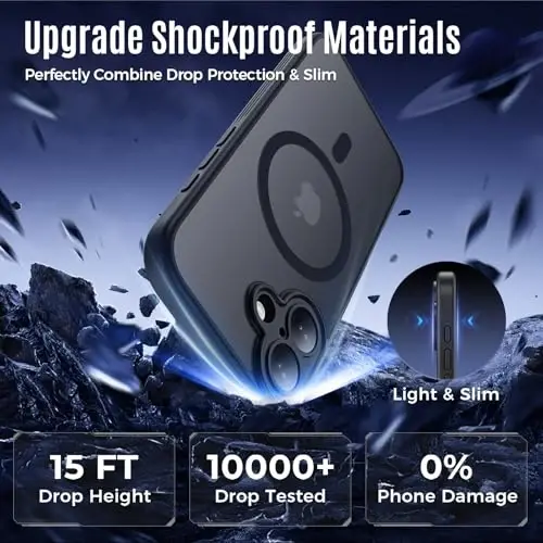 Symcele Designed for iPhone 17 Case, Compatible with MagSafe, [Camera Protection] [15FT Military Droptection] Shockproof Translucent Matte Anti-Slip Phone Case, 6.3