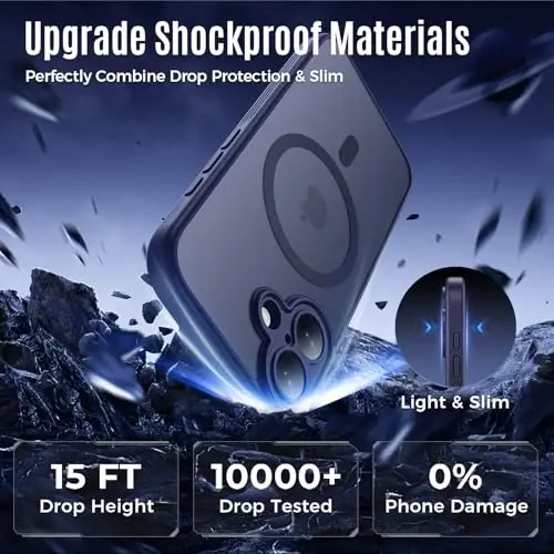 Symcele Designed for iPhone 17 Case, Compatible with MagSafe, [Camera Protection] [15FT Military Droptection] Shockproof Translucent Matte Anti-Slip Phone Case, 6.3