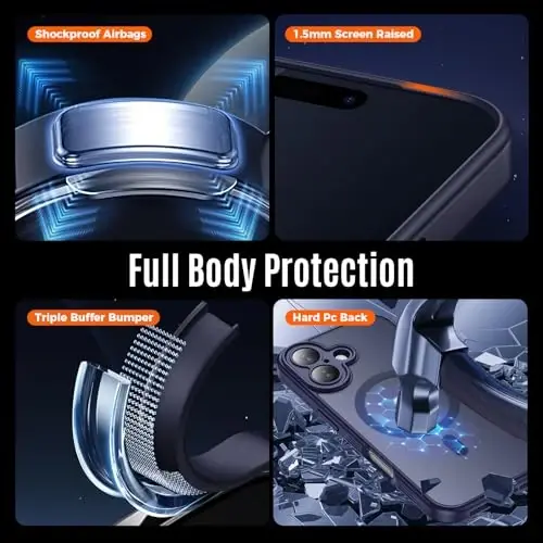 Symcele Designed for iPhone 17 Case, Compatible with MagSafe, [Camera Protection] [15FT Military Droptection] Shockproof Translucent Matte Anti-Slip Phone Case, 6.3