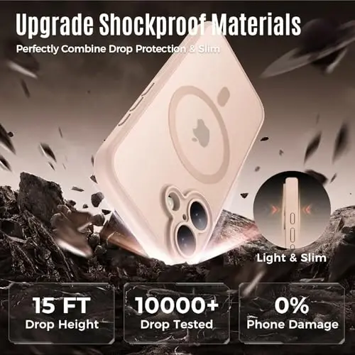 Symcele Designed for iPhone 17 Case, Compatible with MagSafe, [Camera Protection] [15FT Military Droptection] Shockproof Translucent Matte Anti-Slip Phone Case, 6.3