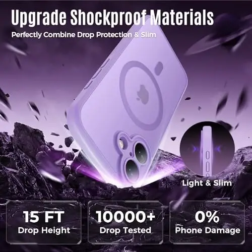 Symcele Designed for iPhone 17 Case, Compatible with MagSafe, [Camera Protection] [15FT Military Droptection] Shockproof Translucent Matte Anti-Slip Phone Case, 6.3