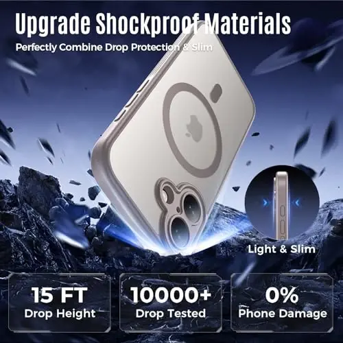 Symcele Designed for iPhone 17 Case, Compatible with MagSafe, [Camera Protection] [15FT Military Droptection] Shockproof Translucent Matte Anti-Slip Phone Case, 6.3