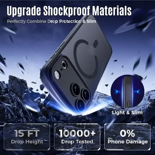 Symcele Designed for iPhone 17 Pro Case, Compatible with MagSafe, [Camera Protection] [15FT Military Drop Protection] Shockproof Translucent Matte Anti-Slip Phone Case, 6.3