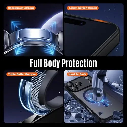 Symcele Designed for iPhone 17 Pro Case, Compatible with MagSafe, [Camera Protection] [15FT Military Drop Protection] Shockproof Translucent Matte Anti-Slip Phone Case, 6.3