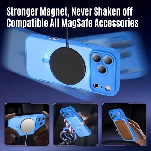 Symcele Designed for iPhone 17 Pro Case, Compatible with MagSafe, [Camera Protection] [15FT Military Drop Protection] Shockproof Translucent Matte Anti-Slip Phone Case, 6.3