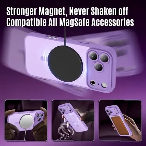 Symcele Designed for iPhone 17 Pro Case, Compatible with MagSafe, [Camera Protection] [15FT Military Drop Protection] Shockproof Translucent Matte Anti-Slip Phone Case, 6.3