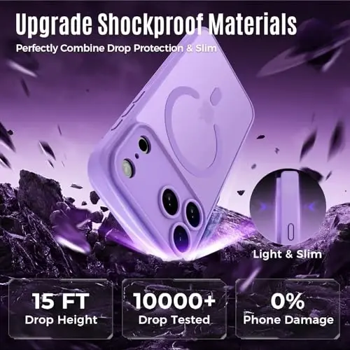 Symcele Designed for iPhone 17 Pro Case, Compatible with MagSafe, [Camera Protection] [15FT Military Drop Protection] Shockproof Translucent Matte Anti-Slip Phone Case, 6.3