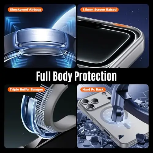 Symcele Designed for iPhone 17 Pro Case, Compatible with MagSafe, [Camera Protection] [15FT Military Drop Protection] Shockproof Translucent Matte Anti-Slip Phone Case, 6.3