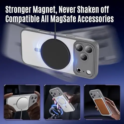 Symcele Designed for iPhone 17 Pro Case, Natural Titanium | Compatible with MagSafe, Camera Protection, [15FT Military Drop Protection]Shockproof Translucent Matte Anti-Slip Case, 6.3