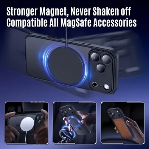 Symcele Designed for iPhone 17 Pro Max Case, Compatible with MagSafe, [Camera Protection] [15FT Military Drop Protection] Shockproof Translucent Matte Anti-Slip Phone Case, 6.9