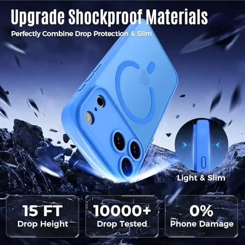 Symcele Designed for iPhone 17 Pro Max Case, Compatible with MagSafe, [Camera Protection] [15FT Military Drop Protection] Shockproof Translucent Matte Anti-Slip Phone Case, 6.9