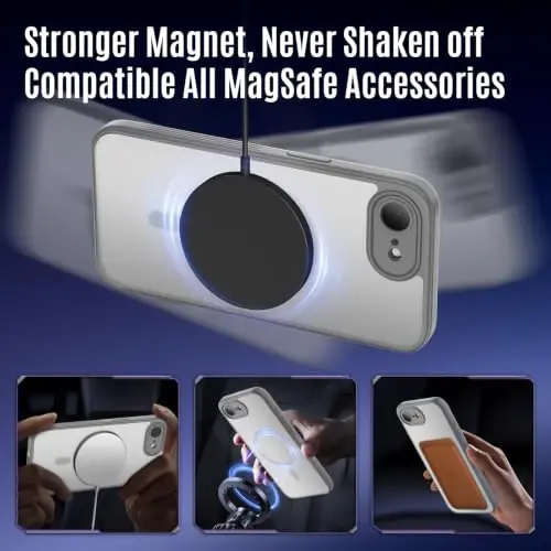 Symcele Designed for iPhone 17e Case/iPhone 16e Case, Natural Titanium | Compatible with MagSafe, [Camera Protection] [15FT Military Protection] Shockproof Translucent Matte Anti-Slip Case, 6.1