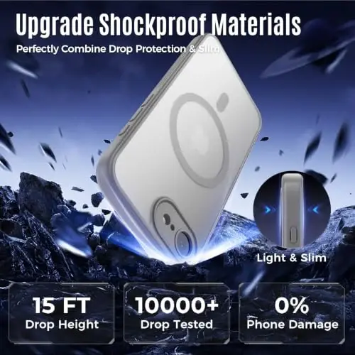 Symcele Designed for iPhone 17e Case/iPhone 16e Case, Natural Titanium | Compatible with MagSafe, [Camera Protection] [15FT Military Protection] Shockproof Translucent Matte Anti-Slip Case, 6.1