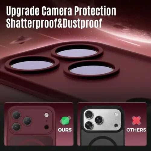Symcele Designed for iPhone 18 Pro Case/iPhone 17 Pro Case, Burgundy | Compatible with MagSafe, Camera Protection, [15FT Military Drop Protection]Shockproof Translucent Matte Anti-Slip Case, 6.3