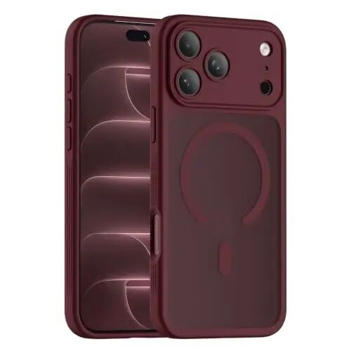 Symcele Designed for iPhone 18 Pro Case/iPhone 17 Pro Case, Burgundy | Compatible with MagSafe, Camera Protection, [15FT Military Drop Protection]Shockproof Translucent Matte Anti-Slip Case, 6.3
