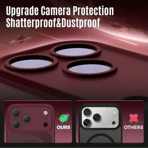Symcele Designed for iPhone 18 Pro Case/iPhone 17 Pro Case, Burgundy | Compatible with MagSafe, Camera Protection, [15FT Military Drop Protection]Shockproof Translucent Matte Anti-Slip Case, 6.3