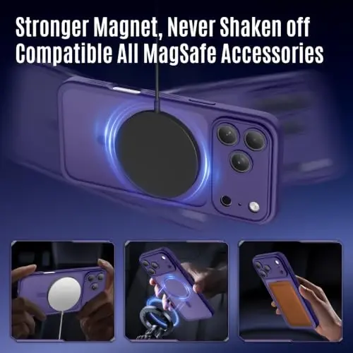 Symcele Designed for iPhone 18 Pro Max Case/17 Pro Max Case,Deep Purple | Compatible with MagSafe, Camera Protection, [15FT Military Drop Protection]Shockproof Translucent Matte Anti-Slip Case, 6.9