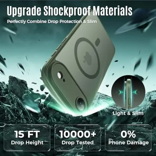 Symcele Designed for iPhone Air Case, Compatible with MagSafe, [Camera Protection] [15FT Military Drop Protection] Shockproof Translucent Matte Anti-Slip Thin Slim Phone Case, 6.5