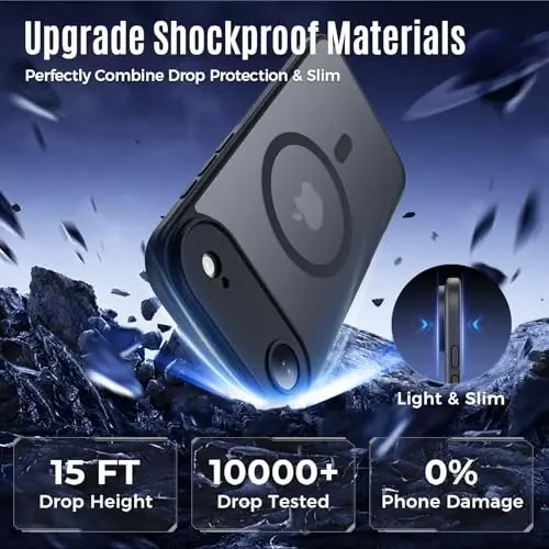 Symcele Designed for iPhone Air Case, Compatible with MagSafe, [Camera Protection] [15FT Military Drop Protection] Shockproof Translucent Matte Anti-Slip Thin Slim Phone Case, 6.5