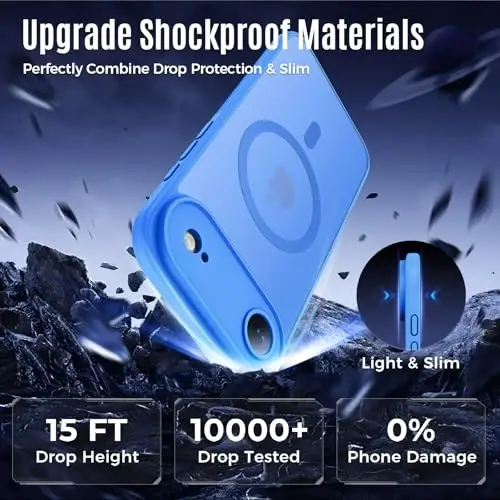 Symcele Designed for iPhone Air Case, Compatible with MagSafe, [Camera Protection] [15FT Military Drop Protection] Shockproof Translucent Matte Anti-Slip Thin Slim Phone Case, 6.5