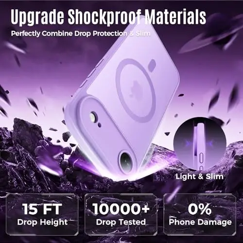 Symcele Designed for iPhone Air Case, Compatible with MagSafe, [Camera Protection] [15FT Military Drop Protection] Shockproof Translucent Matte Anti-Slip Thin Slim Phone Case, 6.5