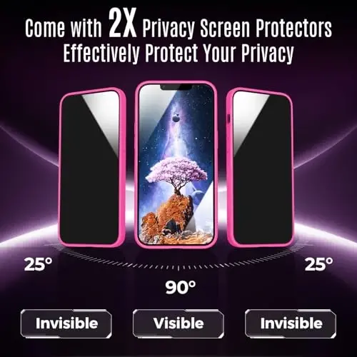Symcele iPhone 12 Kılıf için Tasarlandı, MagSafe ile Uyumlu, 2 Adet Gizlilik Ekran Koruyuculu, [Kamera Koruması] [15FT Askeri Düşme Koruması] Darbeye Dayanıklı Telefon Kılıfı, 6.1