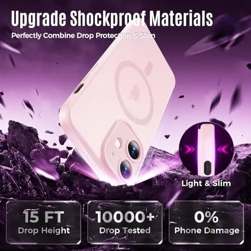Symcele iPhone 12 Kılıf için Tasarlandı, MagSafe ile Uyumlu, 2 Adet Gizlilik Ekran Koruyuculu, [Kamera Koruması] [15FT Askeri Düşme Koruması] Darbeye Dayanıklı Telefon Kılıfı, 6.1