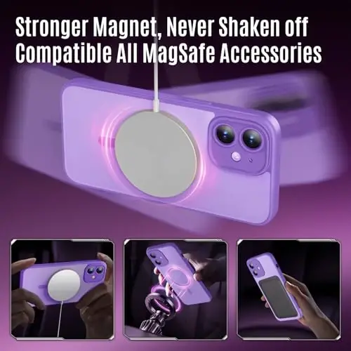 Symcele iPhone 12 Kılıfı için Tasarlandı, MagSafe ile Uyumlu, 2 Adet Gizlilik Ekran Koruyuculu, [Kamera Koruması] [15FT Askeri Düşme Koruması] Darbeye Dayanıklı Telefon Kılıfı, 6.1