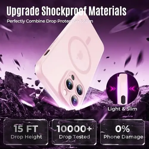 Symcele, iPhone 12 Pro Max Kılıf için Tasarlandı, MagSafe ile Uyumlu, 2 Adet Gizlilik Ekran Koruyuculu, [Kamera Koruması] [15FT Askeri Düşme Koruması] Darbeye Dayanıklı Telefon Kılıfı, 6.7
