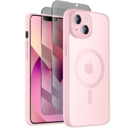 Symcele iPhone 13 Kılıf için Tasarlandı, MagSafe ile Uyumlu, 2 Adet Gizlilik Ekran Koruyuculu, [Kamera Koruması] [15FT Askeri Düşme Koruması] Darbeye Dayanıklı Telefon Kılıfı, 6,1