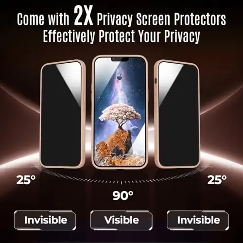 Symcele iPhone 13 Kılıfı için Tasarlandı, MagSafe ile Uyumlu, 2 Adet Gizlilik Ekran Koruyuculu, [Kamera Koruması] [15FT Askeri Düşme Koruması] Darbeye Dayanıklı Telefon Kılıfı, 6.1