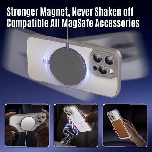 Symcele iPhone 13 Pro için Tasarlanmış Kılıf, Doğal Titanyum | MagSafe Uyumlu, 2 Adet Gizlilik Ekran Koruyuculu, [Kamera Koruması] [15FT Düşme Koruması] Darbeye Dayanıklı Kılıf 6.1