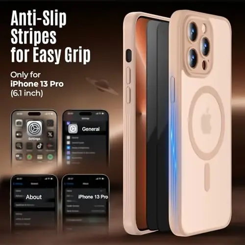 Symcele iPhone 13 Pro Kılıf için Tasarlanmış, MagSafe ile Uyumlu, 2 Adet Gizlilik Ekran Koruyuculu, [Kamera Koruması] [15FT Askeri Düşme Koruması] Darbeye Dayanıklı Telefon Kılıfı, 6.1
