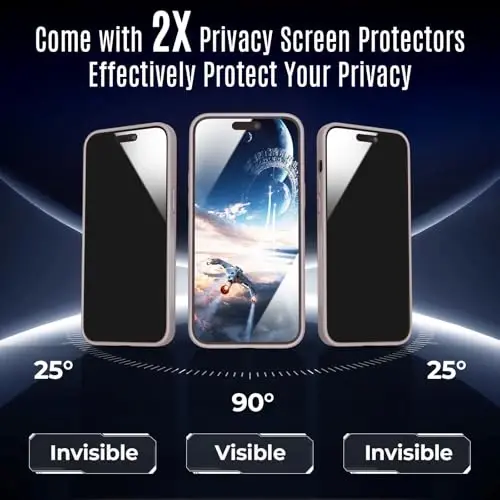 Symcele iPhone 14 Pro Kılıfı için Tasarlandı, Doğal Titanyum | MagSafe ile Uyumlu, Gizlilik Ekran Koruyucuları X2 ile, [Kamera Koruması] [15FT Düşme Koruması] Darbeye Dayanıklı Kılıf 6.1