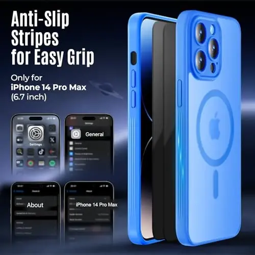 Symcele, iPhone 14 Pro Max Kılıfı için Tasarlanmıştır, MagSafe ile Uyumlu, Gizlilik Ekran Koruyuculu X2, [Kamera Koruması] [15FT Askeri Düşme Koruması] Darbeye Dayanıklı Telefon Kılıfı, 6.7