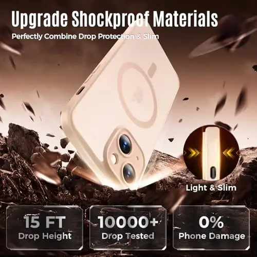 Symcele iPhone 15 Plus uchun mo'ljallangan g'ilof, MagSafe bilan mos, X2 Maxfiylik ekran himoyachilari bilan, [Kamera himoyasi] [15FT Harbiy tomchi himoyasi] Zarbadan himoya qiluvchi telefon g'ilofi, 6,7