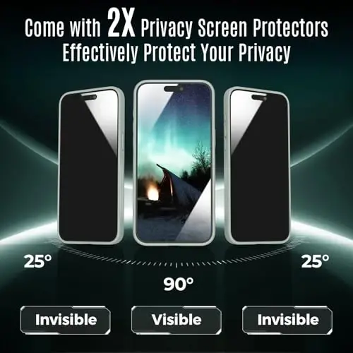 Symcele Designed for iPhone 15 Pro Max Case, Compatible with MagSafe, with Privacy Screen Protectors X2, [Camera Protection] [15FT Military Drop Protection] Shockproof Phone Case, 6.7