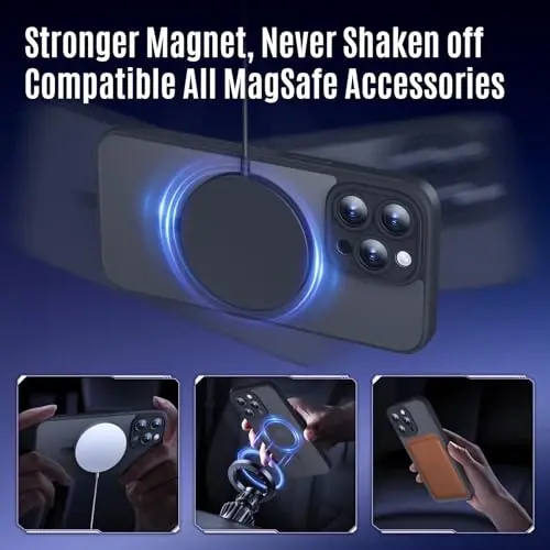 Symcele iPhone 15 Pro Max Kılıfı, MagSafe Uyumludur, 2 Gizlilik Ekran Koruyucusu, [Kamera Koruma] [15FT Askeri Düşme Koruma] Darbeye Dayanıklı Telefon Kılıfı, 6.7