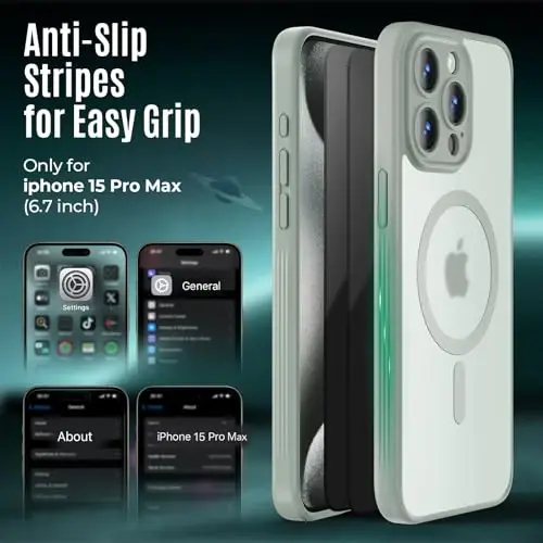 Symcele iPhone 15 Pro Max uchun mo'ljallangan g'ilof, MagSafe bilan mos, X2 Maxfiylik Ekran himoyachilari bilan, [Kamera himoyasi] [15FT Harbiy tomchidan himoya] Zarba o'tkazmaydigan telefon g'ilofi, 6.7