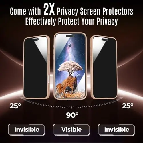 Symcele Designed for iPhone 16 Case, Compatible with MagSafe, with Privacy Screen Protectors X2, [Camera Protection] [15FT Military Drop Protection] Shockproof Phone Case, 6.1