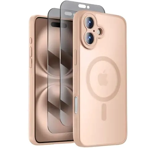 Symcele iPhone 16 Kılıfı, MagSafe ile Uyumlu, X2 Gizlilik Ekran Koruyuculu, [Kamera Korumalı] [15FT Askeri Düşme Koruması] Darbeye Dayanıklı Telefon Kılıfı, 6.1