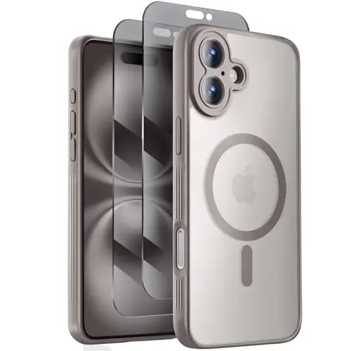 Symcele iPhone 16 Plus Kılıfı, MagSafe ile Uyumlu, Gizlilik Ekran Koruyucuları X2, [Kamera Koruması] [15FT Düşme Koruması] Darbeye Dayanıklı Telefon Kılıfı, 6.7
