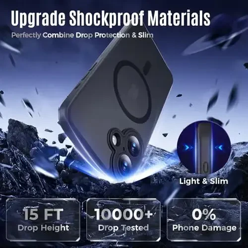 Symcele iPhone 16 Plus uchun mo'ljallangan g'ilof, MagSafe bilan mos, X2 Maxfiy ekran himoyachilari bilan, [Kamera himoyasi] [15FT Harbiy tomchi himoyasi] Zarba o'tkazmaydigan telefon g'ilofi, 6.7